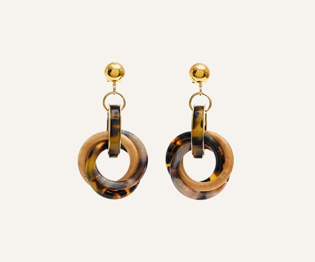 Faux Tortoise Tangle Drop Earrings
